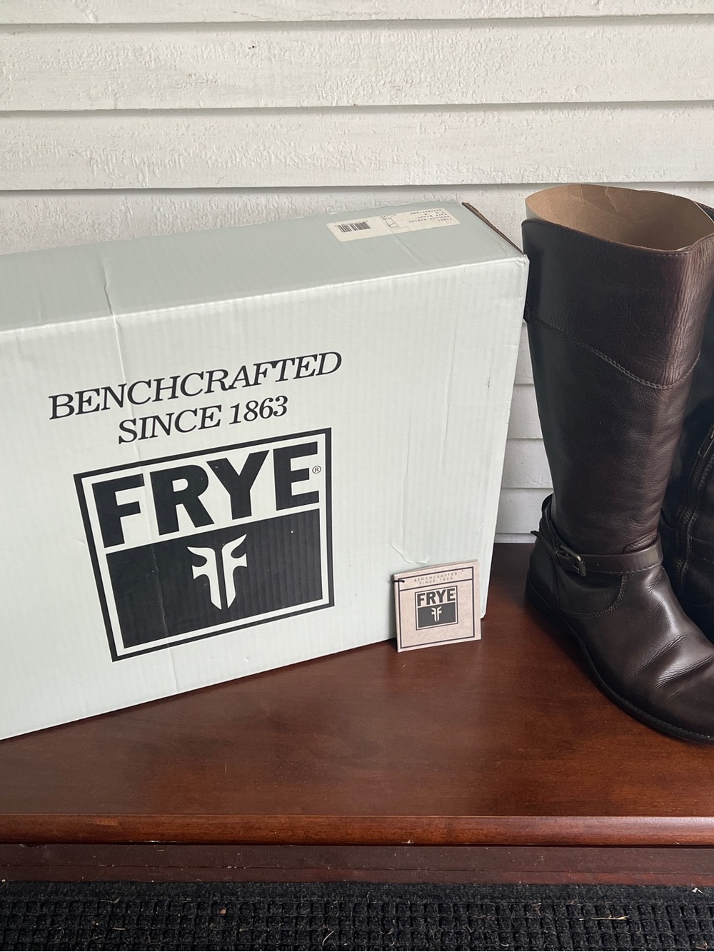 Frye Dark Brown Leather Tall Riding Boots with Buckle